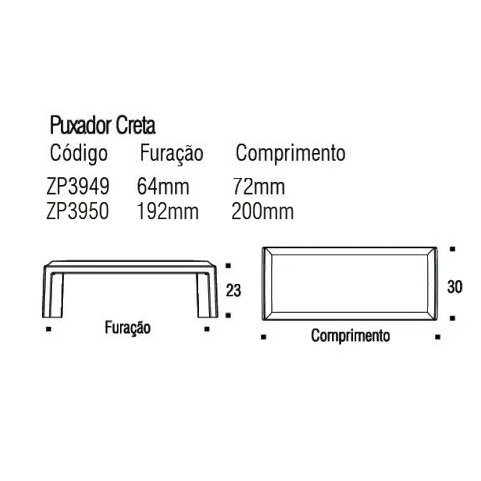Puxador Alça Creta 64MM Preto ZP3949 - Zen Design 64MM