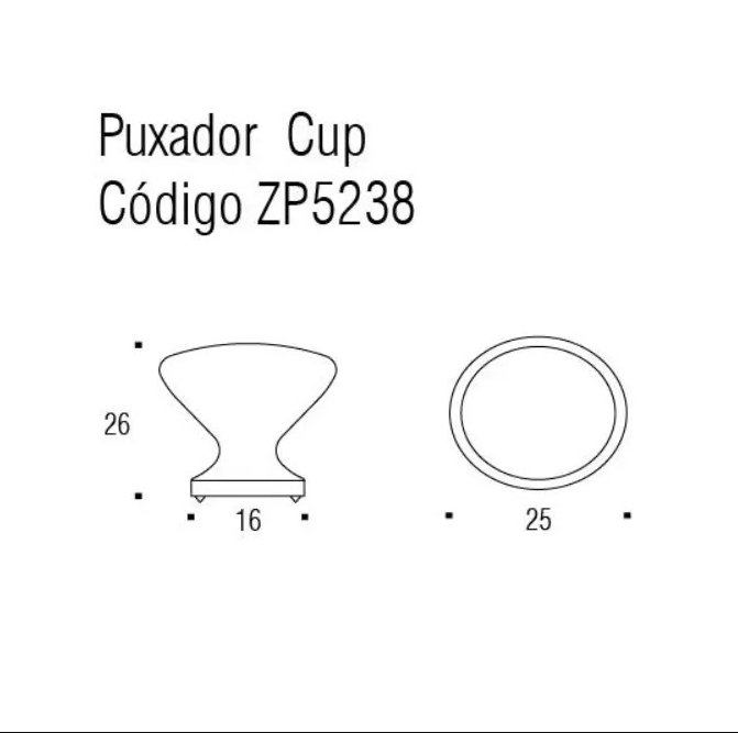 Puxador Ponto Cup Bronze ZP5238 - Zen Design Ponto