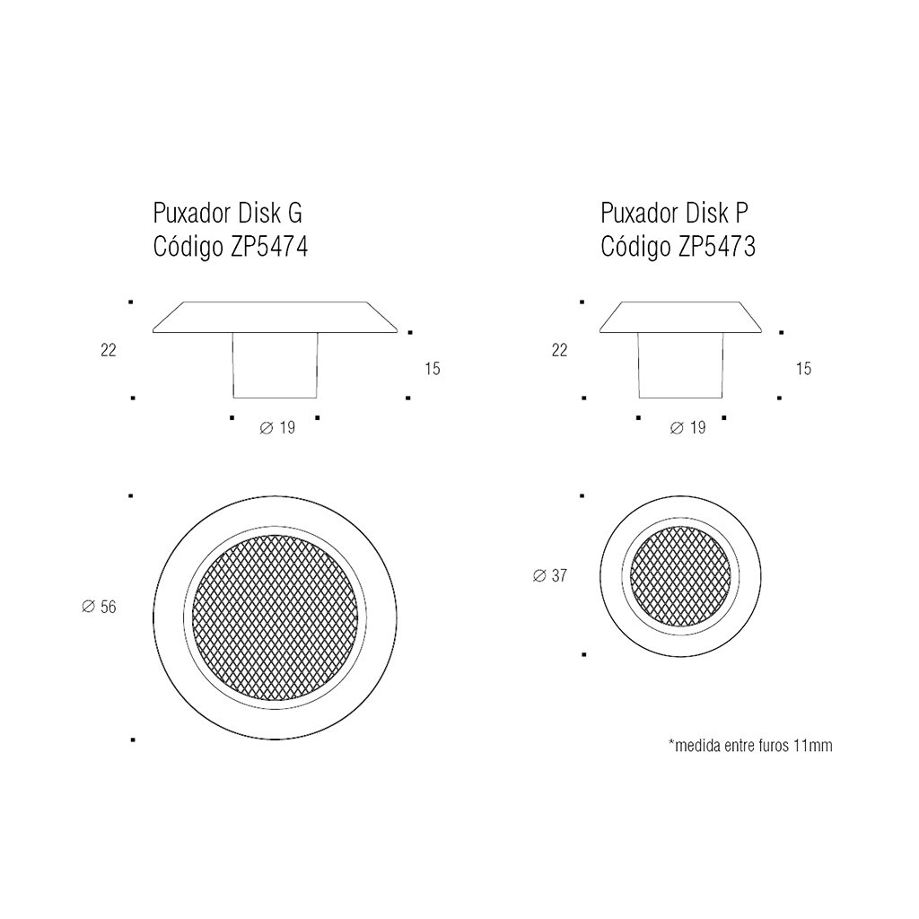 Puxador Ponto Disk P Preto ZP5473 - Zen Design P