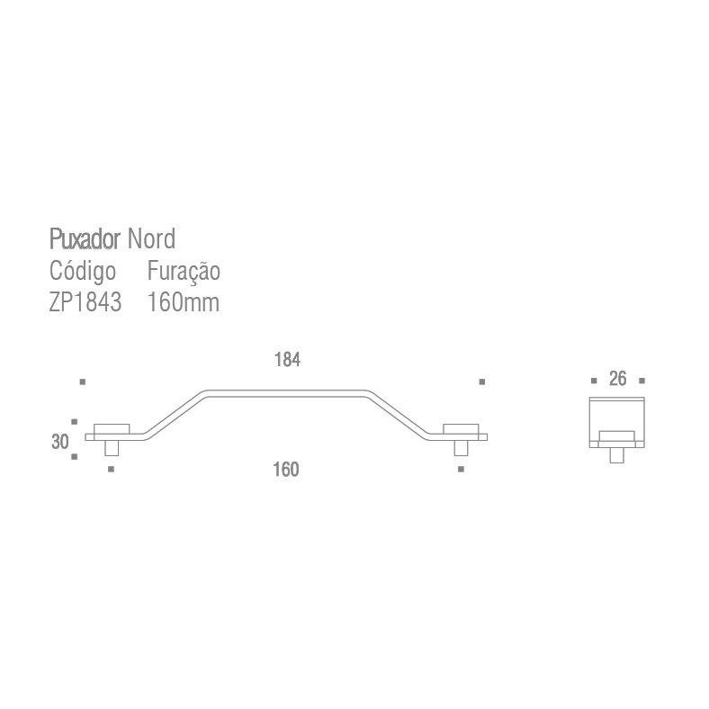 Puxador Alça Nord 160MM ZP1843 Gold - Zen Design 160MM