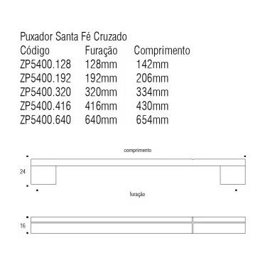 Puxador Alça Santa Fé Cruzado 128MM ZP5400.128 Dourado Matte - Zen