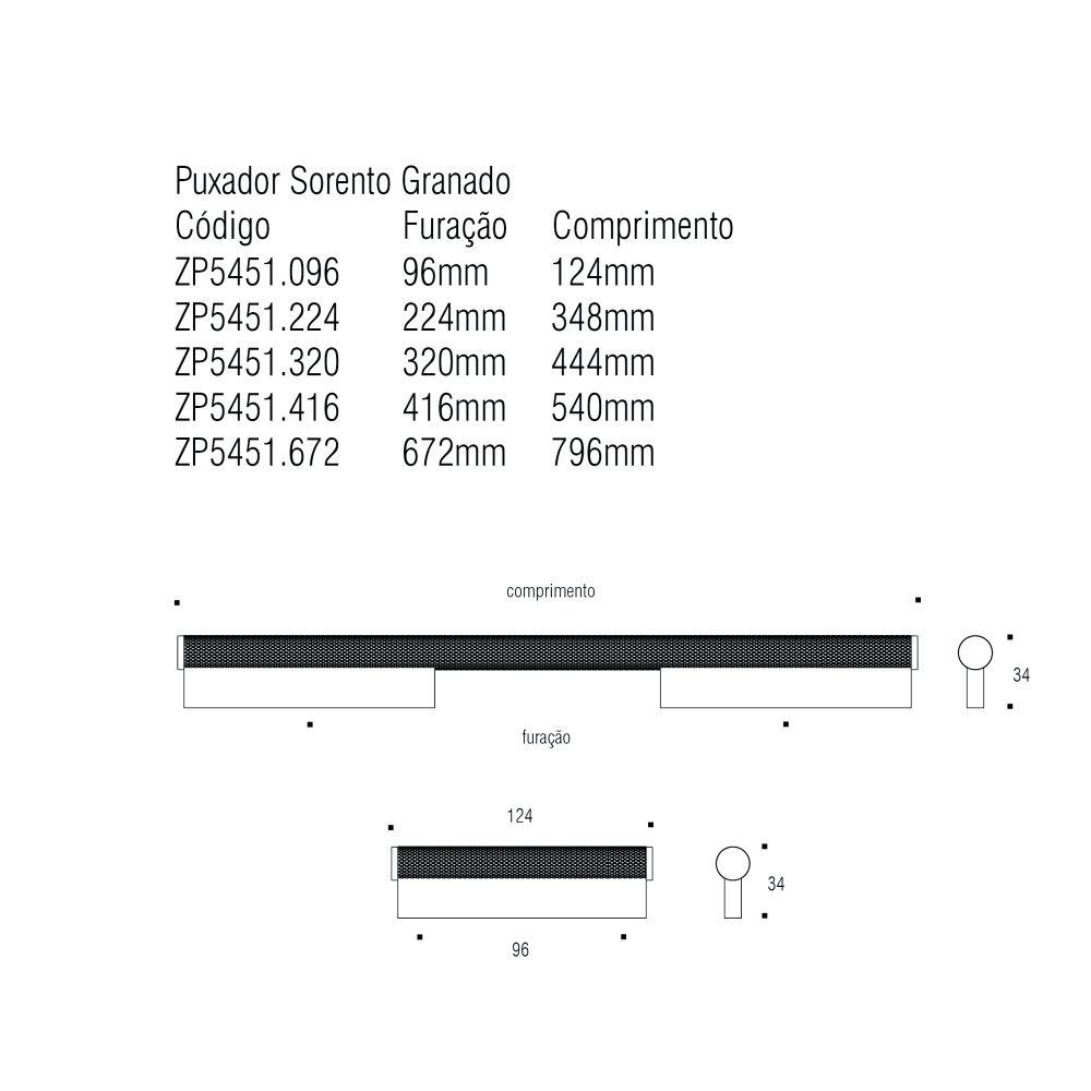 Puxador Alça Sorento Granado 96mm Dourado Matte ZP5451.096 - Zen