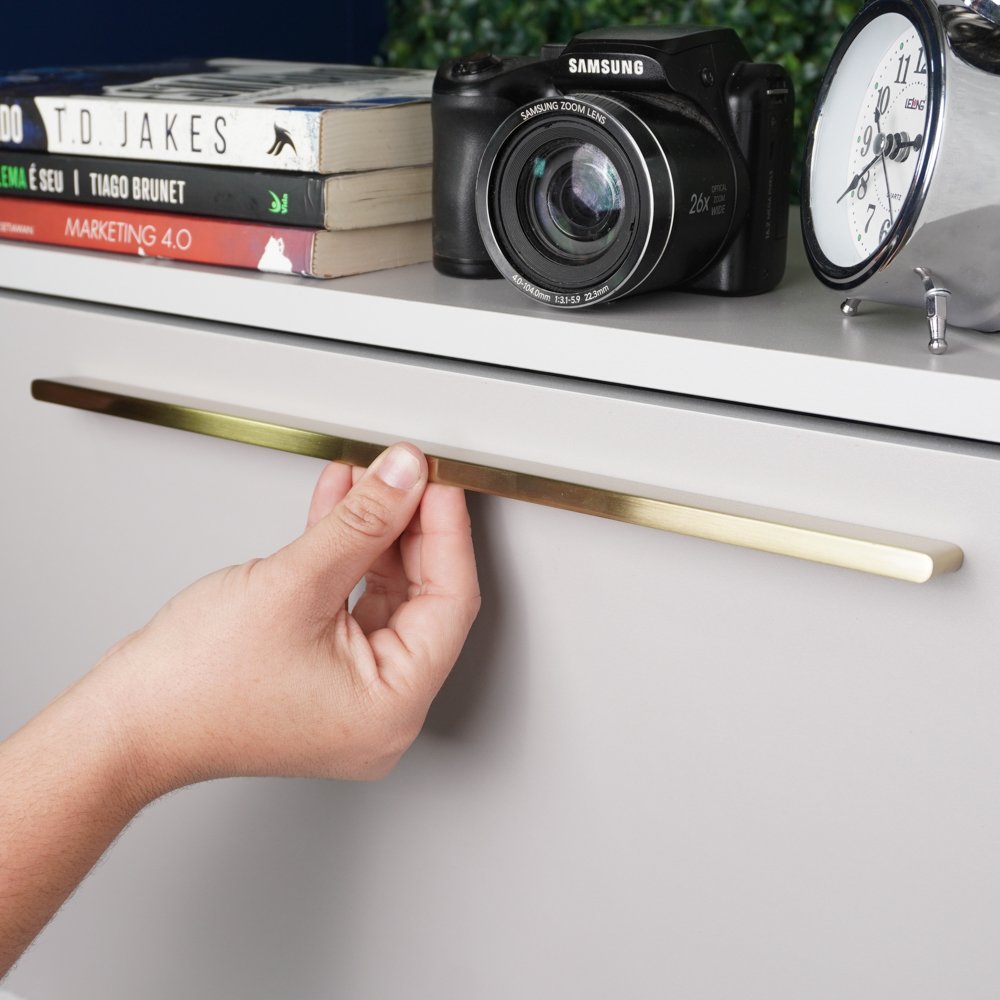 Puxador Alça Phenix 320MM Gold Escovado ZP1074 - Zen Design 320MM