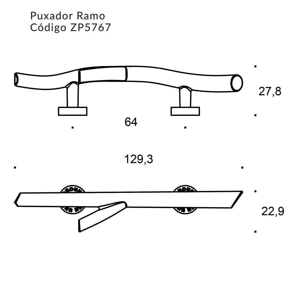 Puxador Alça Ramo 64mm Azaleia ZP5767 - Zen Design 64MM