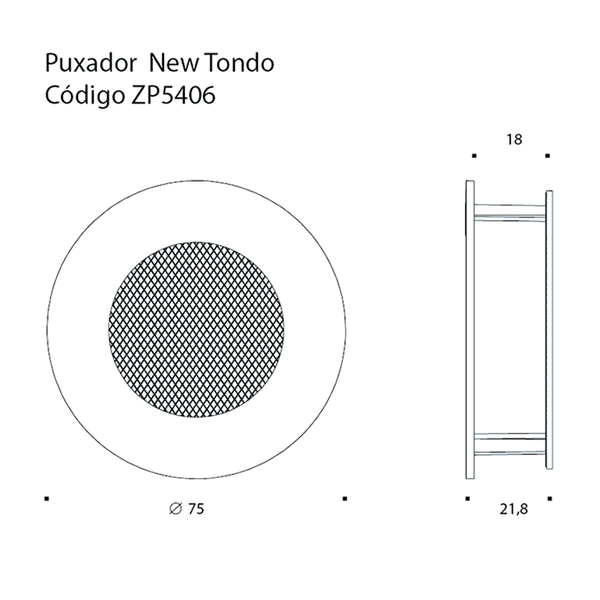 Puxador Embutir New Tondo ZP5406 Preto - Zen Design Único