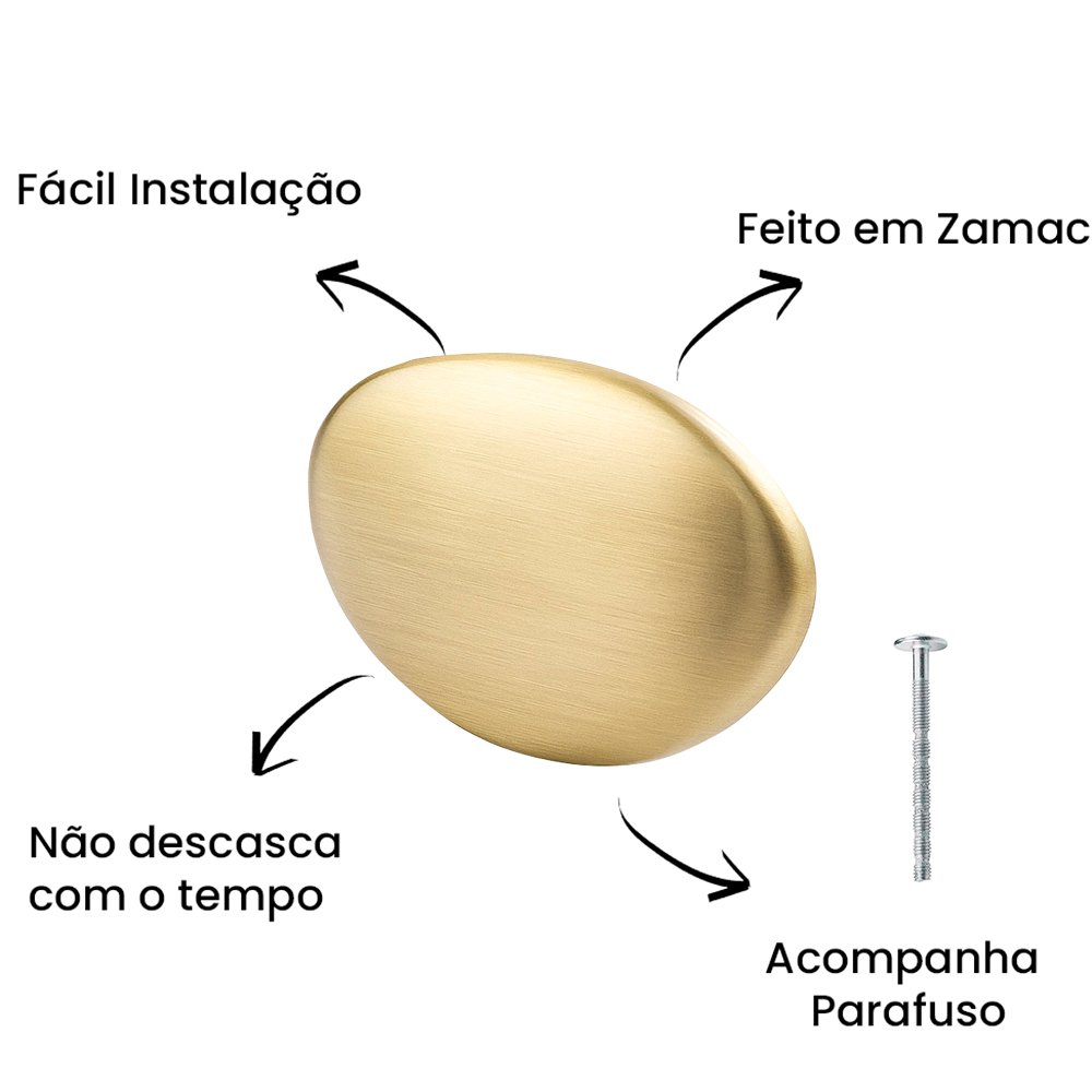 Puxador Ponto Seixo G Gold Escovado ZP5762 - Zen Design G