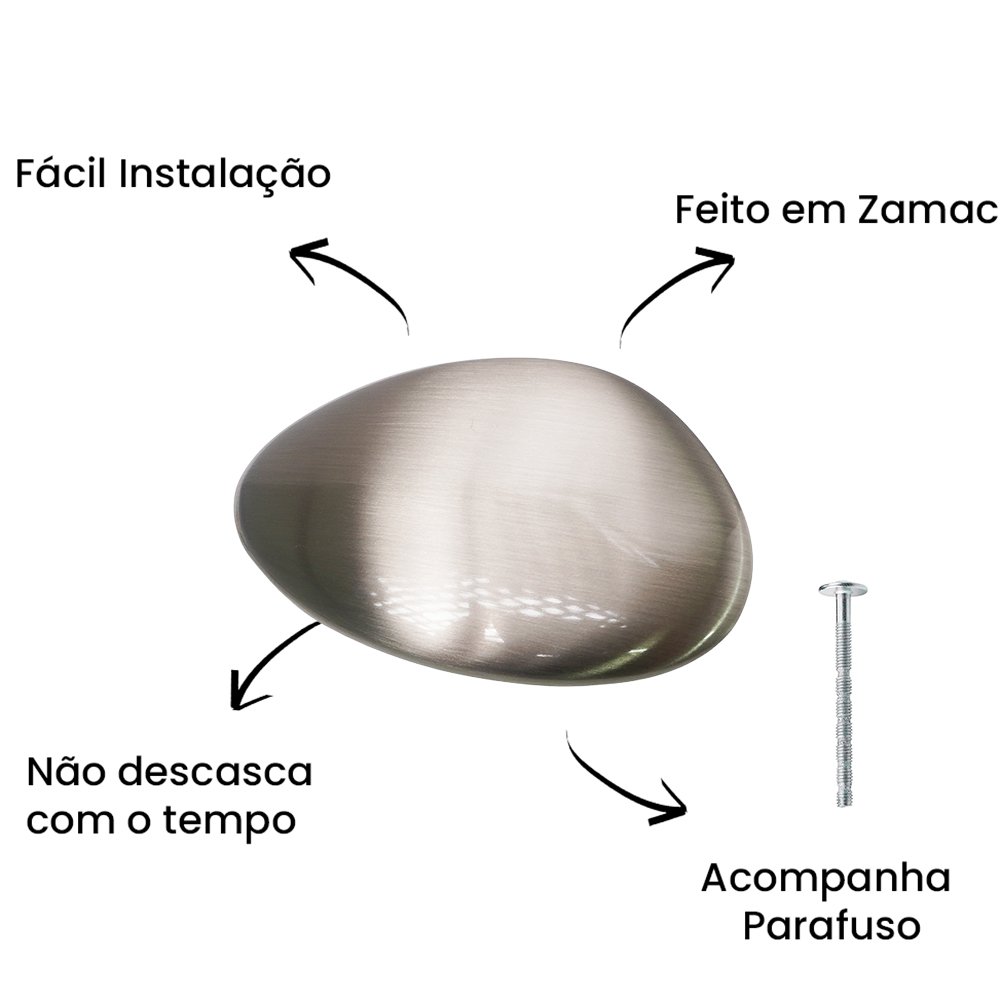 Puxador Ponto Seixo G Niquel Escovado ZP5762 - Zen Design G