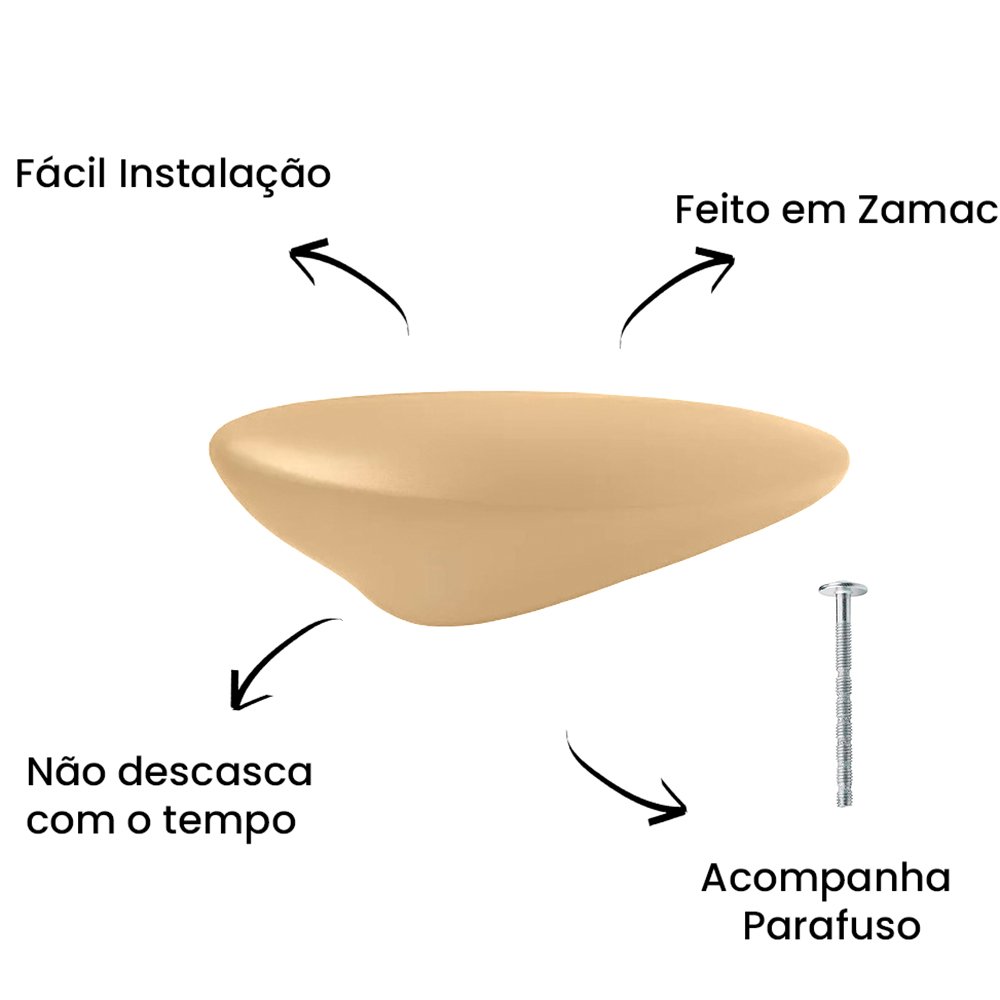 Puxador Ponto Seixo G Dourado Matte ZP5762 - Zen Design G