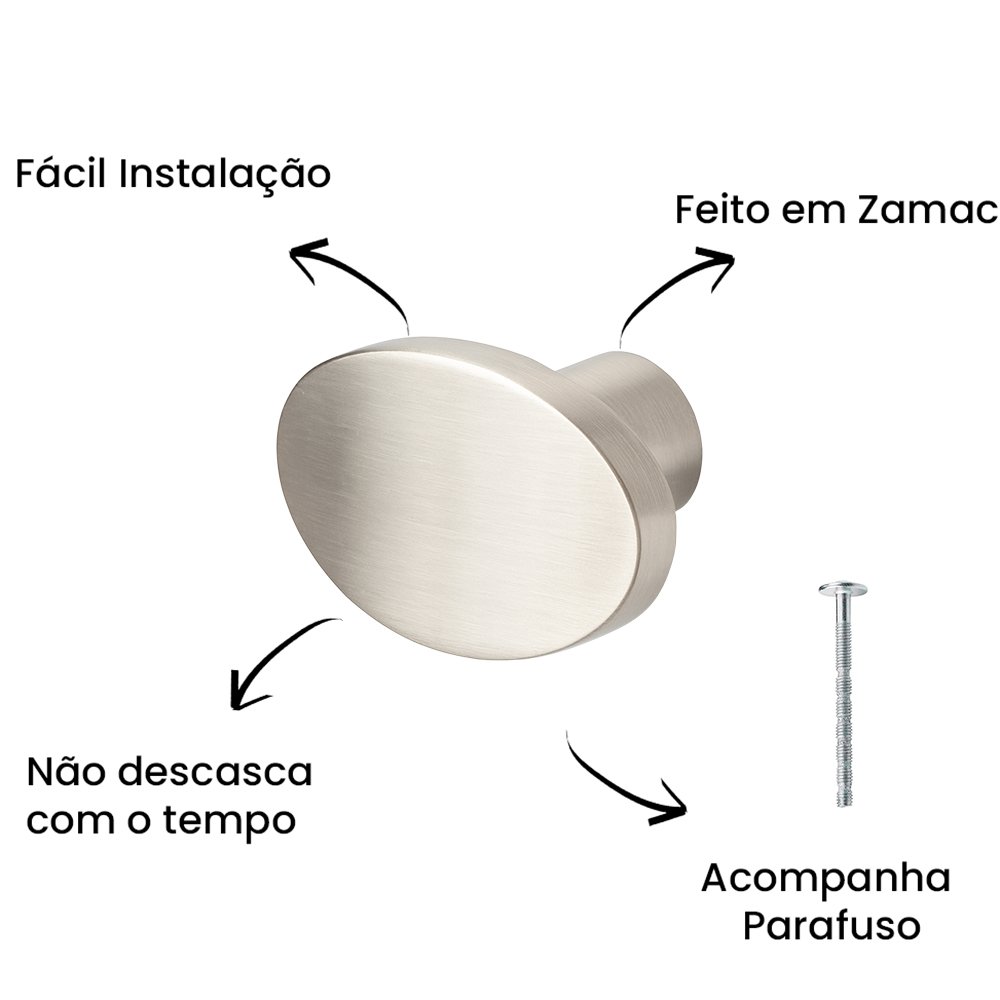 Puxador Ponto Beetle Níquel Escovado ZP5403 - Zen Design Ponto