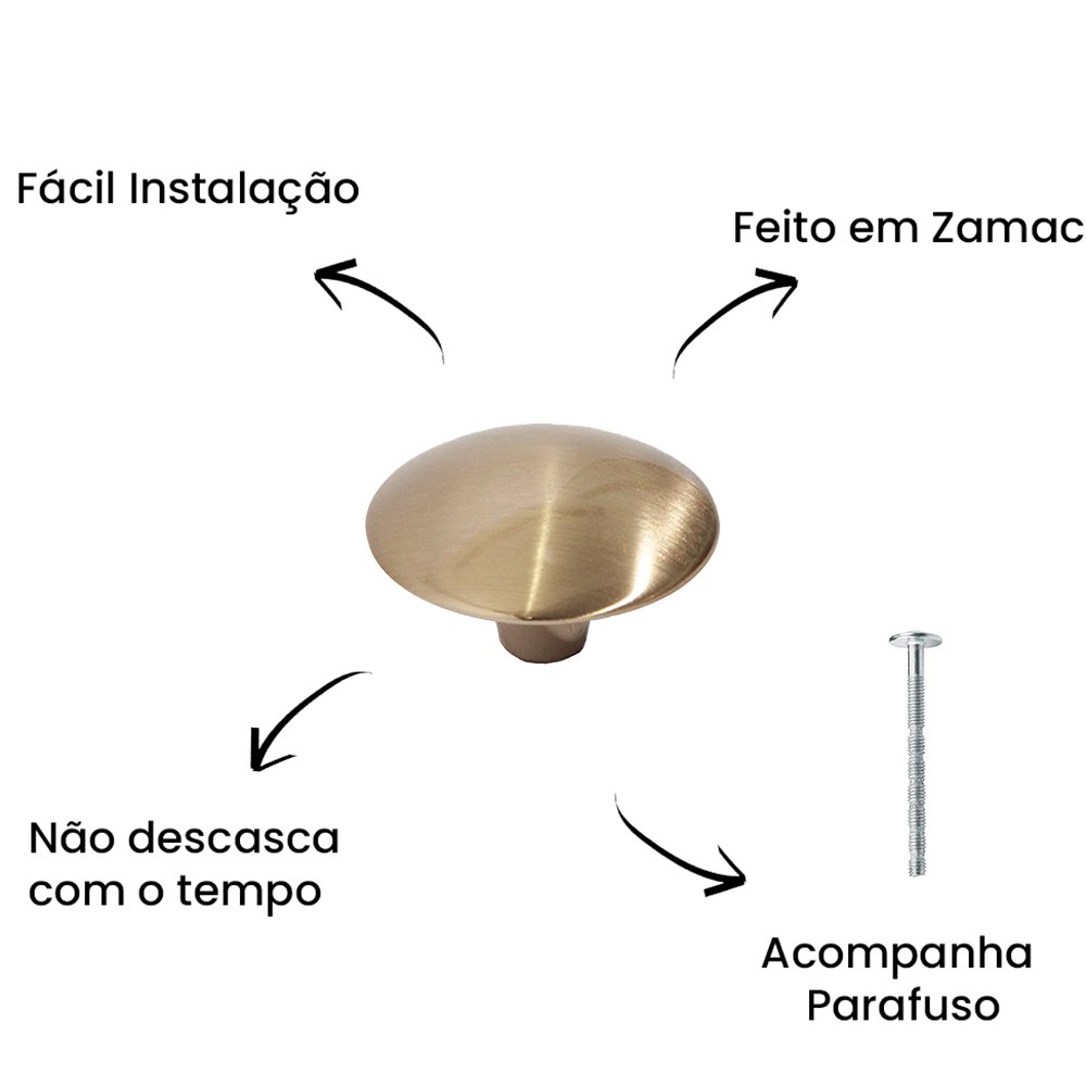 Puxador Ponto Orion 33x20MM P Gold Escovado ZP1883 - Zen Design