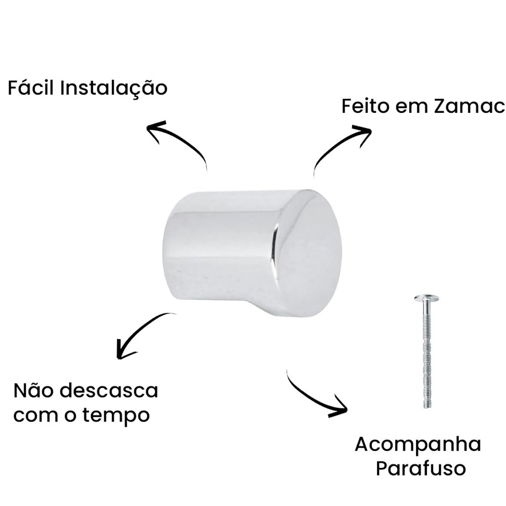 Puxador Ponto Radio Mini Cromado ZP4308 - Zen Design MINI