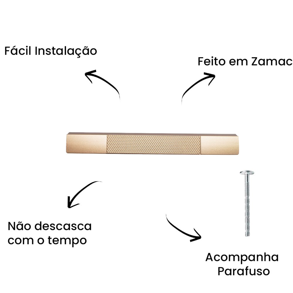 Puxador Alça Ken Granado 128MM Dourado Matte ZP1278 - Zen Design Único
