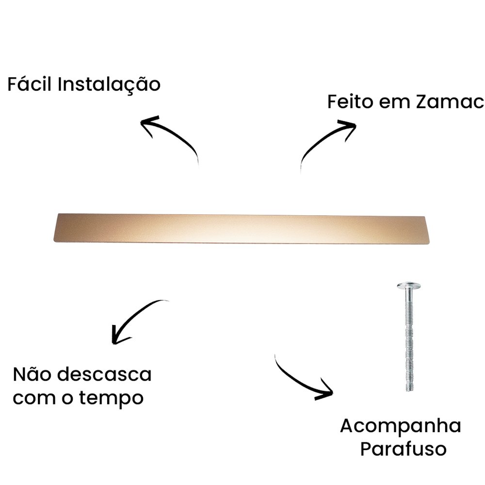 Puxador Alça Traso 320mm Dourado Matte ZP0558 - Zen Design Único