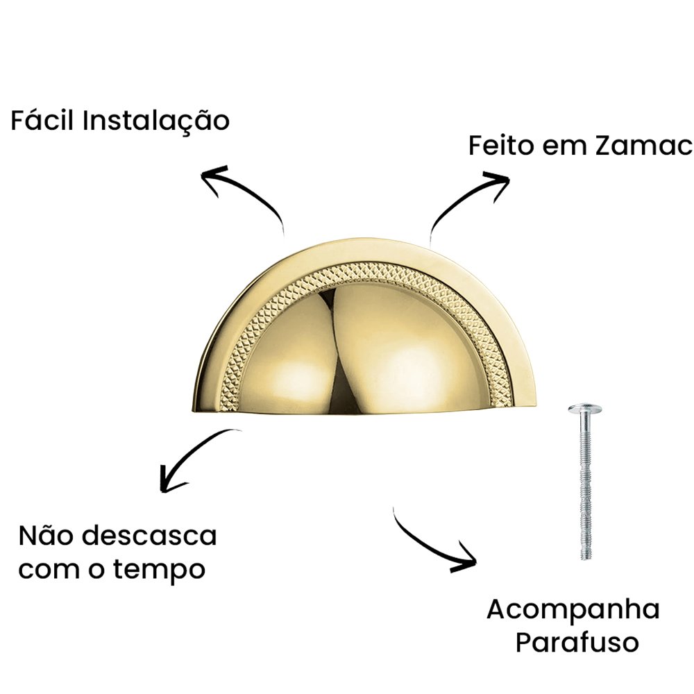 Puxador Concha Shell 64mm Gold ZP4318 - Zen Design 64MM