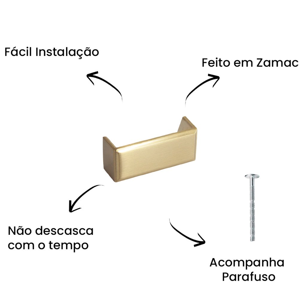 Puxador Alça Creta 64MM Gold Escovado ZP3949 - Zen Design 64MM