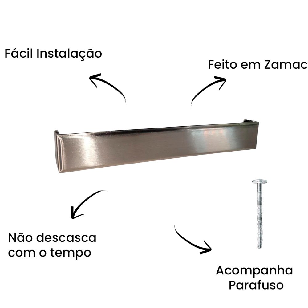 Puxador Alça Creta 192MM Niquel Escovado ZP3950 - Zen Design 192MM