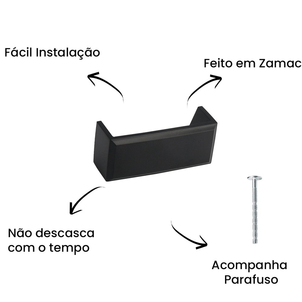 Puxador Alça Creta 64MM Preto ZP3949 - Zen Design 64MM