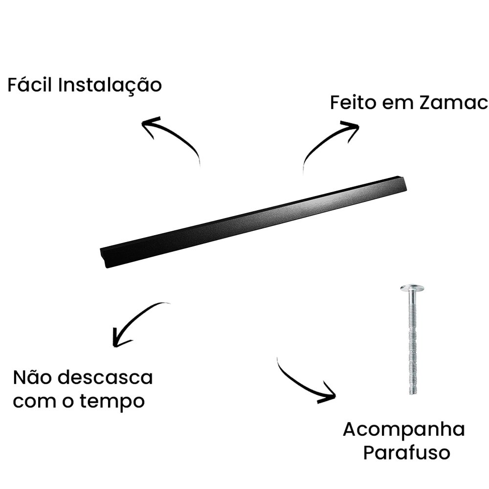 Puxador Alça Ken 416mm Preto ZP0476 - Zen Design 416MM