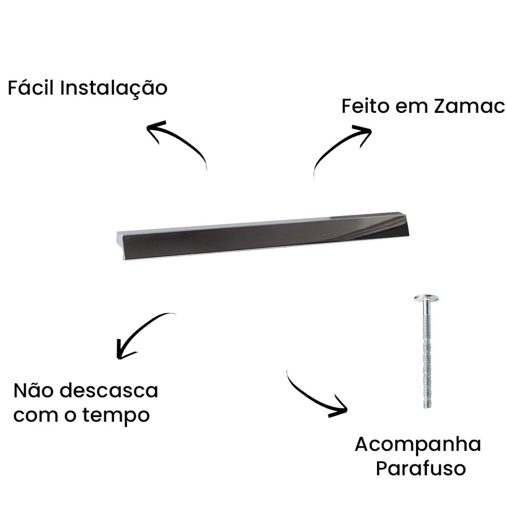 Puxador Alça Ken 192mm Cromo ZP0178 - Zen Design 192MM