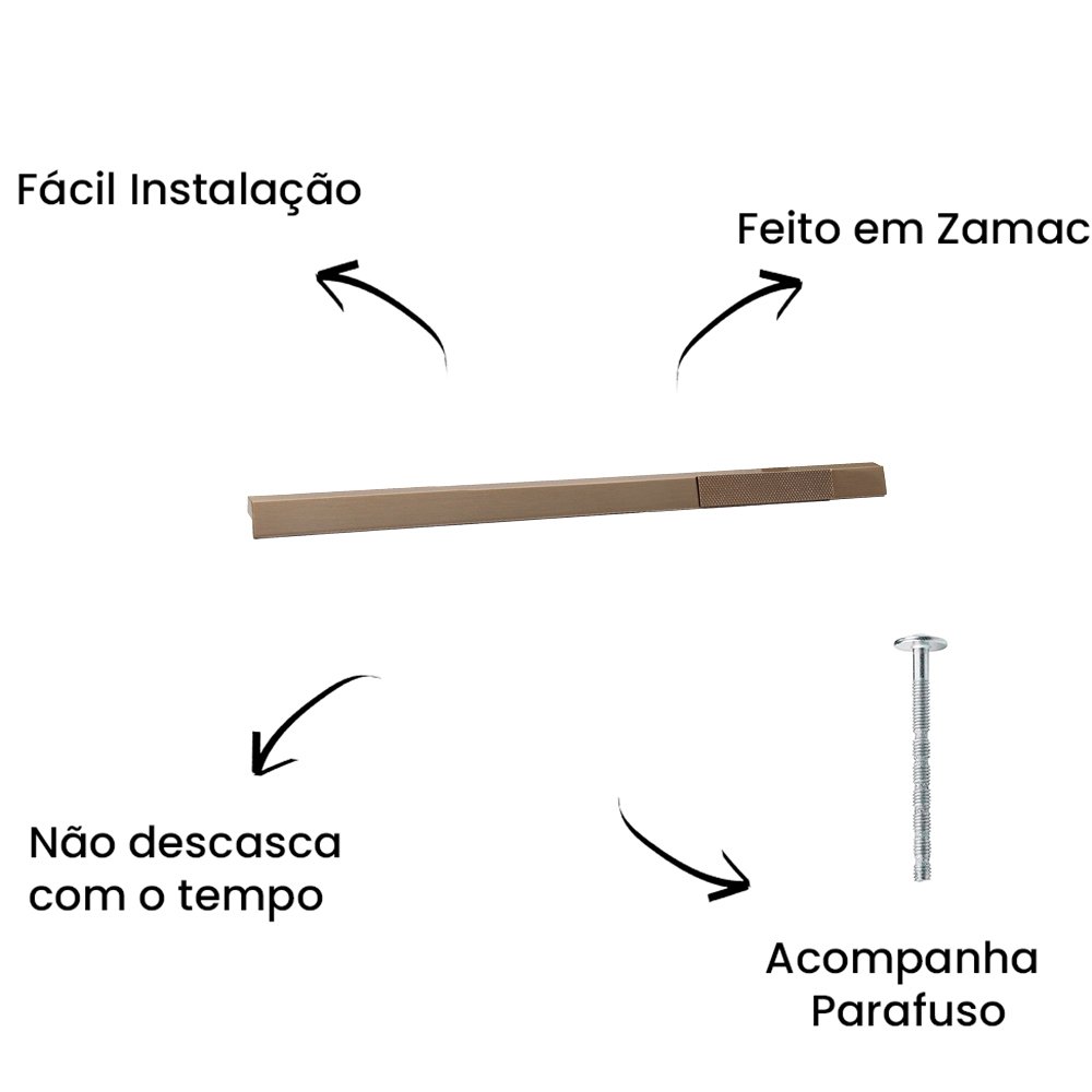 Puxador Alça Ken Granado 320mm Gold Escovado ZP1278 - Zen Design 320MM