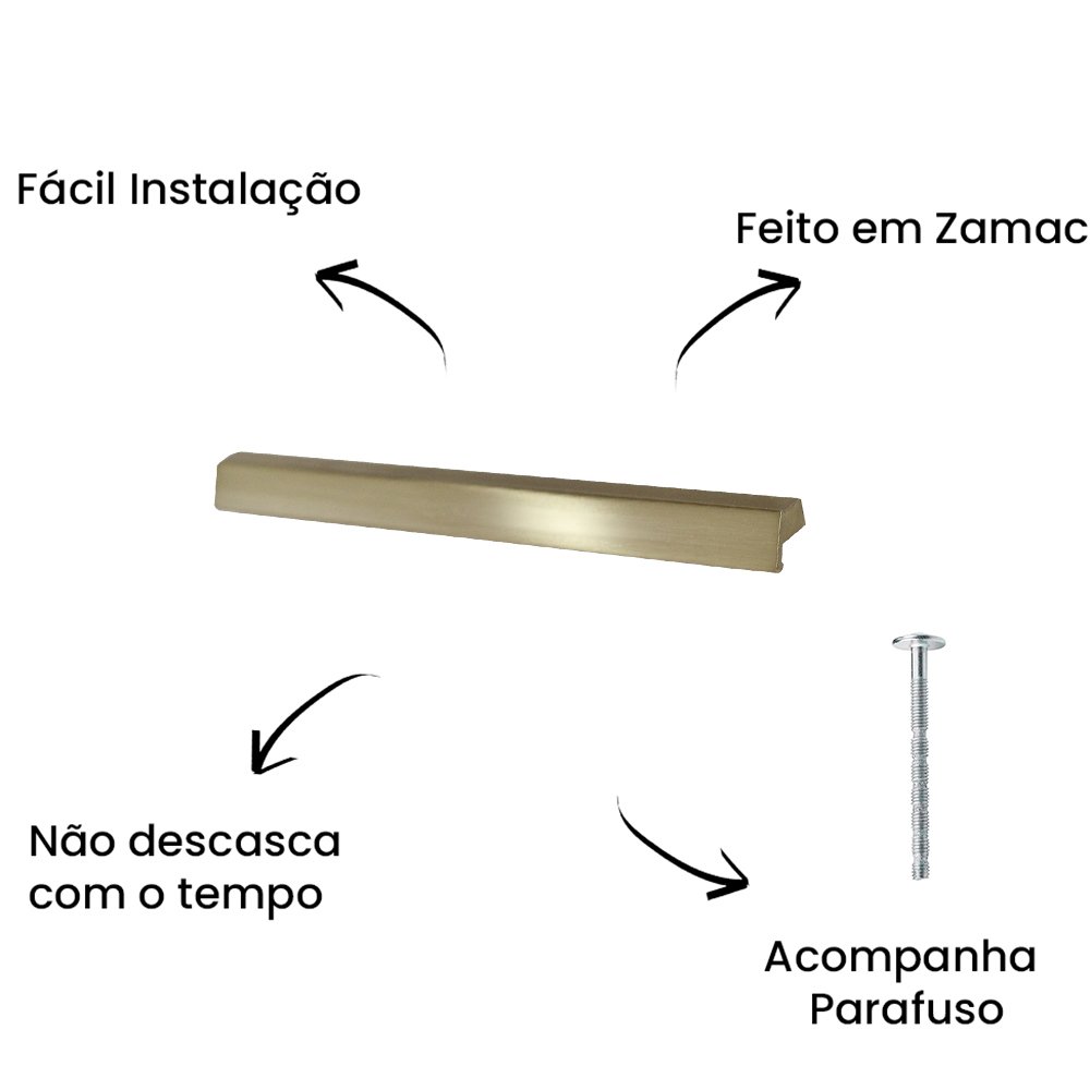 Puxador Alça Ken 192MM Gold Escovado ZP0178 - Zen Design 192MM