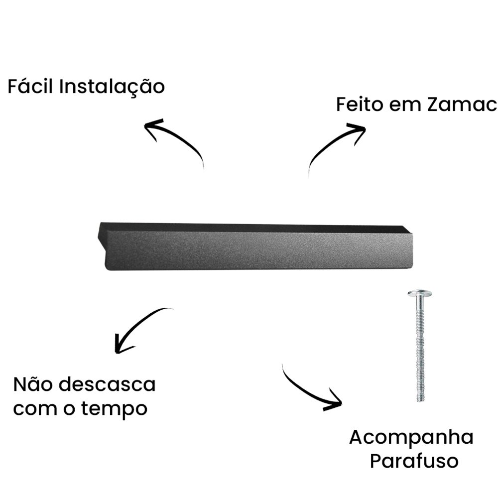 Puxador Alça Ken 128mm Preto ZP0475 - Zen Design 128MM