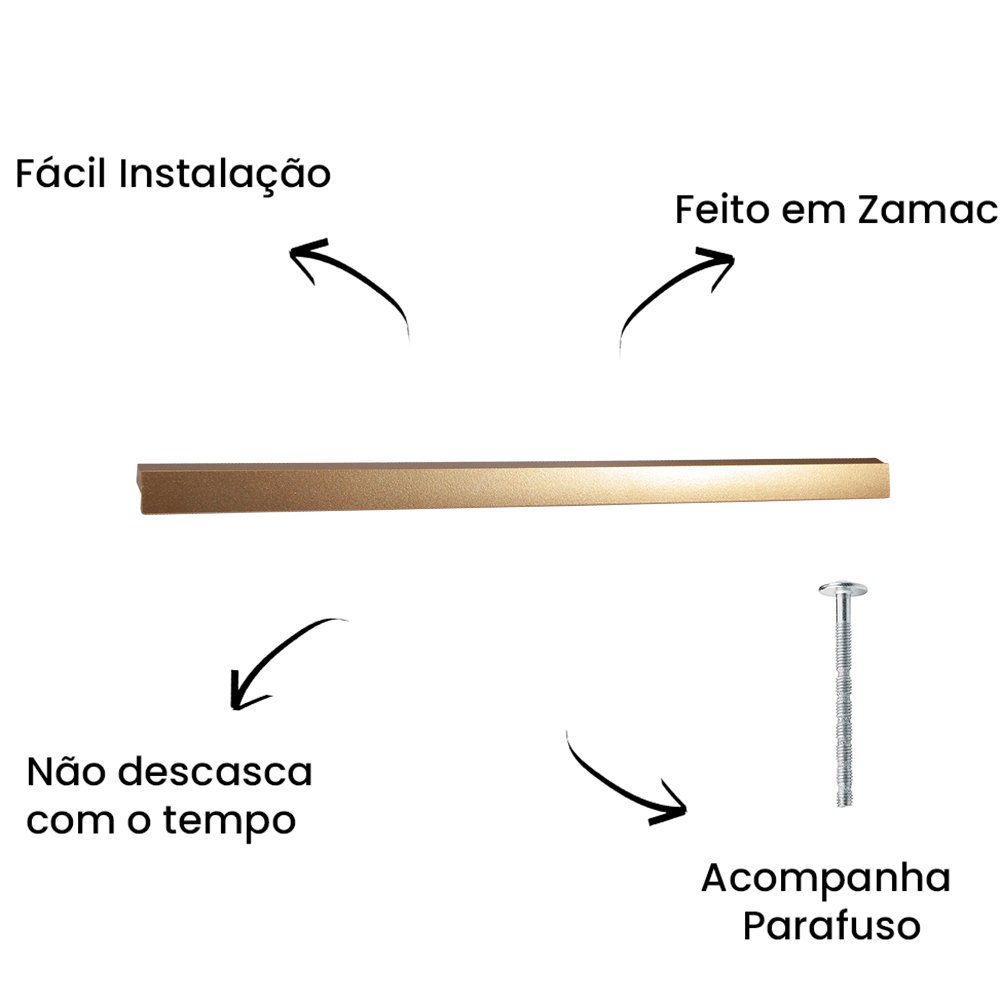 Puxador Alça Ken 320mm Dourado Matte ZP0179 - Zen Design 320MM
