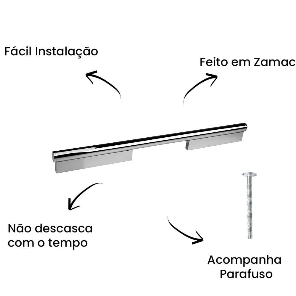 Puxador Alça Sorento Liso 320MM Cromado ZP5450.320 - Zen Design 320MM