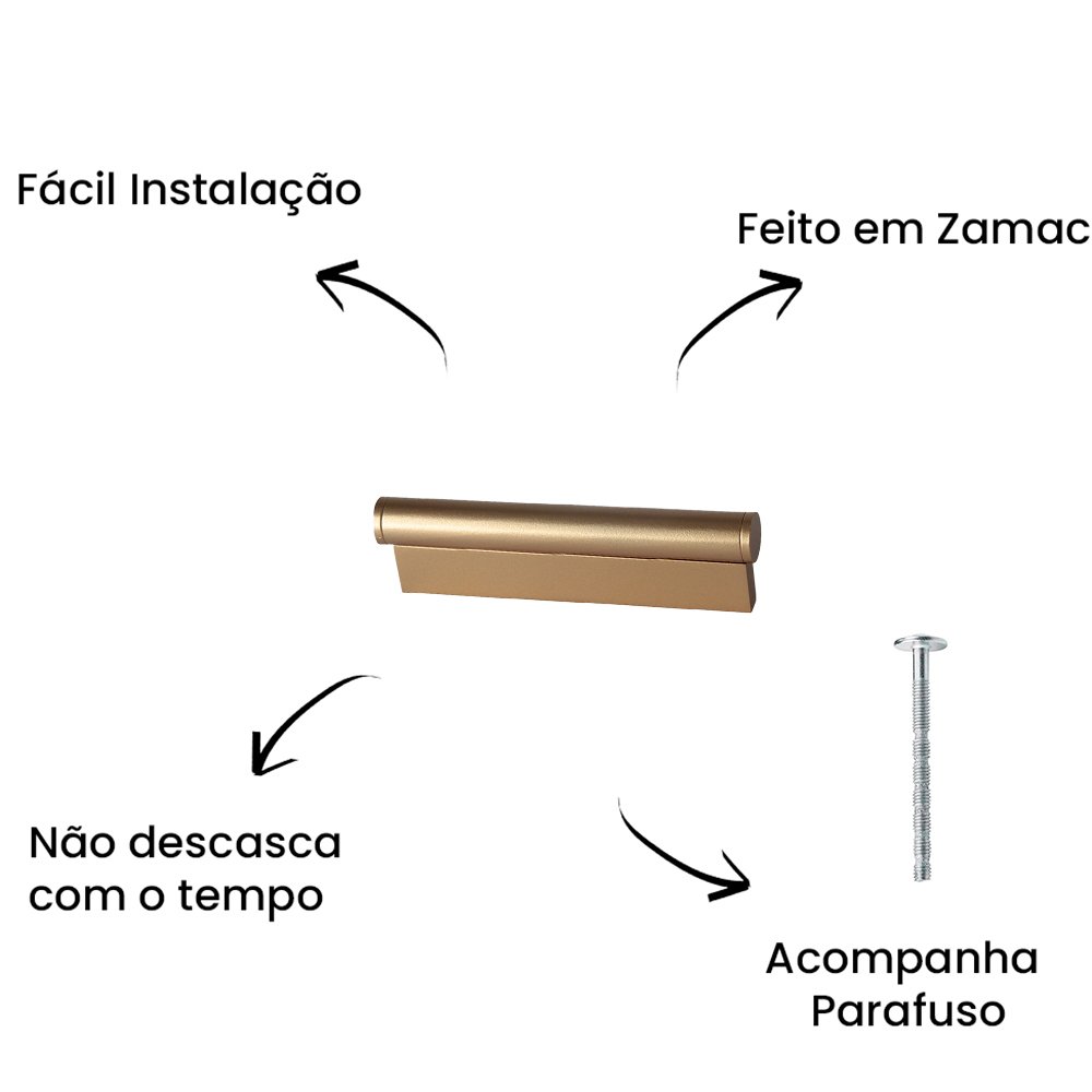 Puxador Alça Sorento Liso 96mm Dourado Matte ZP5450.096 - Zen