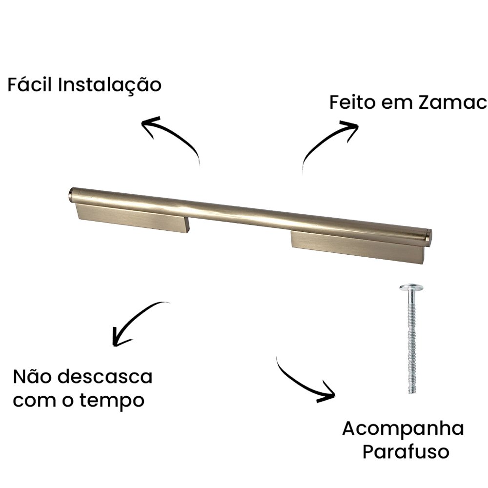Puxador Alça Sorento Liso 320mm Níquel Escovado ZP5450.320 - Zen