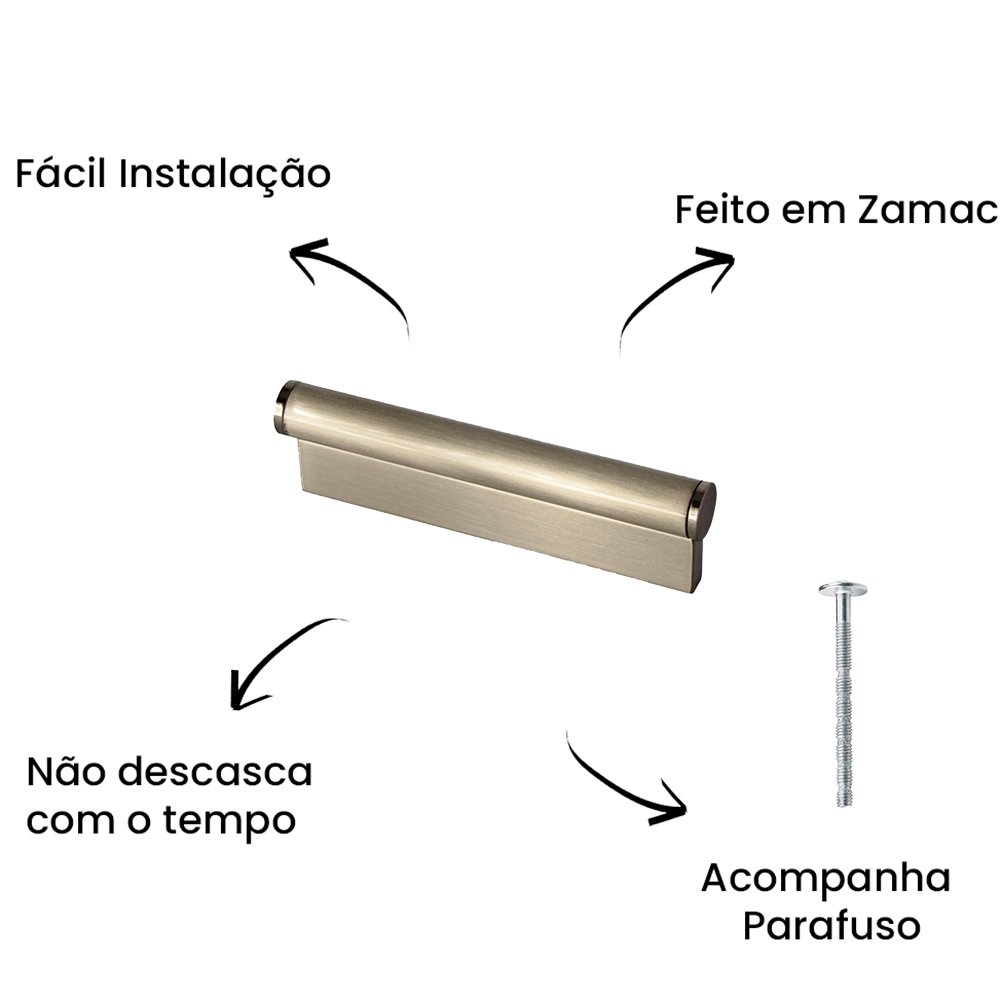 Puxador Alça Sorento Liso 96mm Níquel Escovado ZP5450.096 - Zen