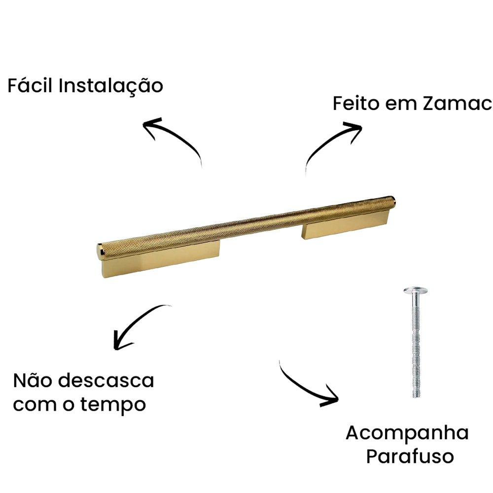 ソーマダーム Puxador Alça Sorento Granado 224mm Gold ZP5451.224 - Zen Design 224MM