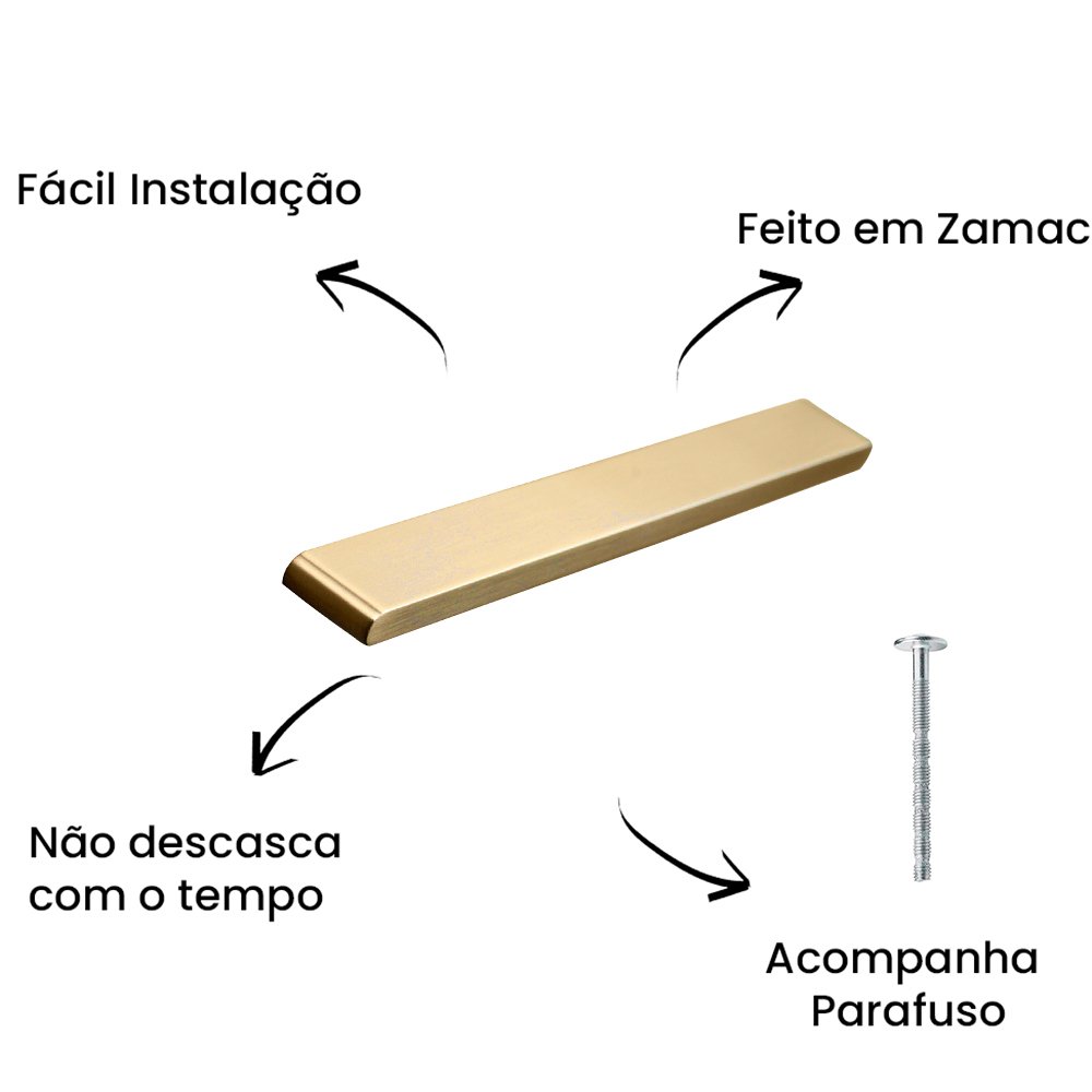 Puxador Alça Phenix 192MM Dourado Matte ZP1073 - Zen Design 192MM