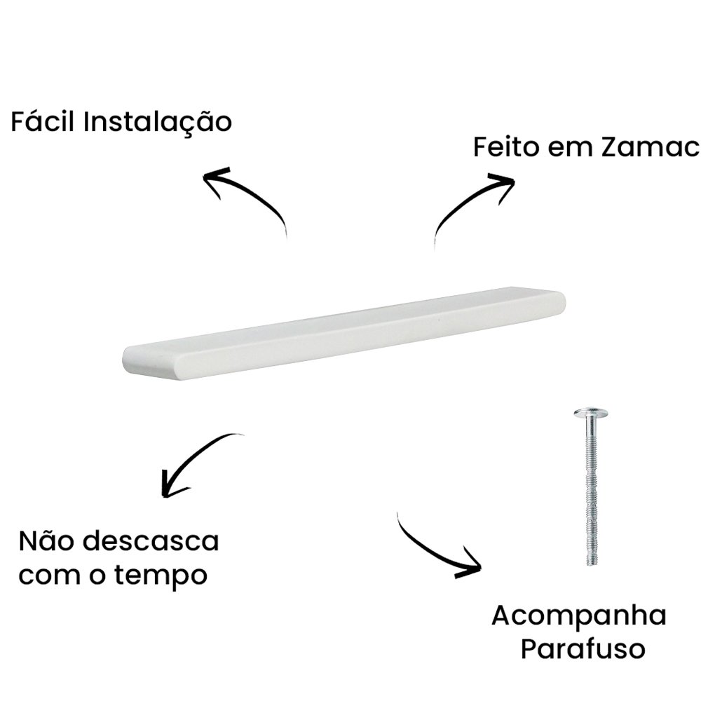 Puxador Alça Phenix 192MM Branco ZP1073 - Zen Design 192MM