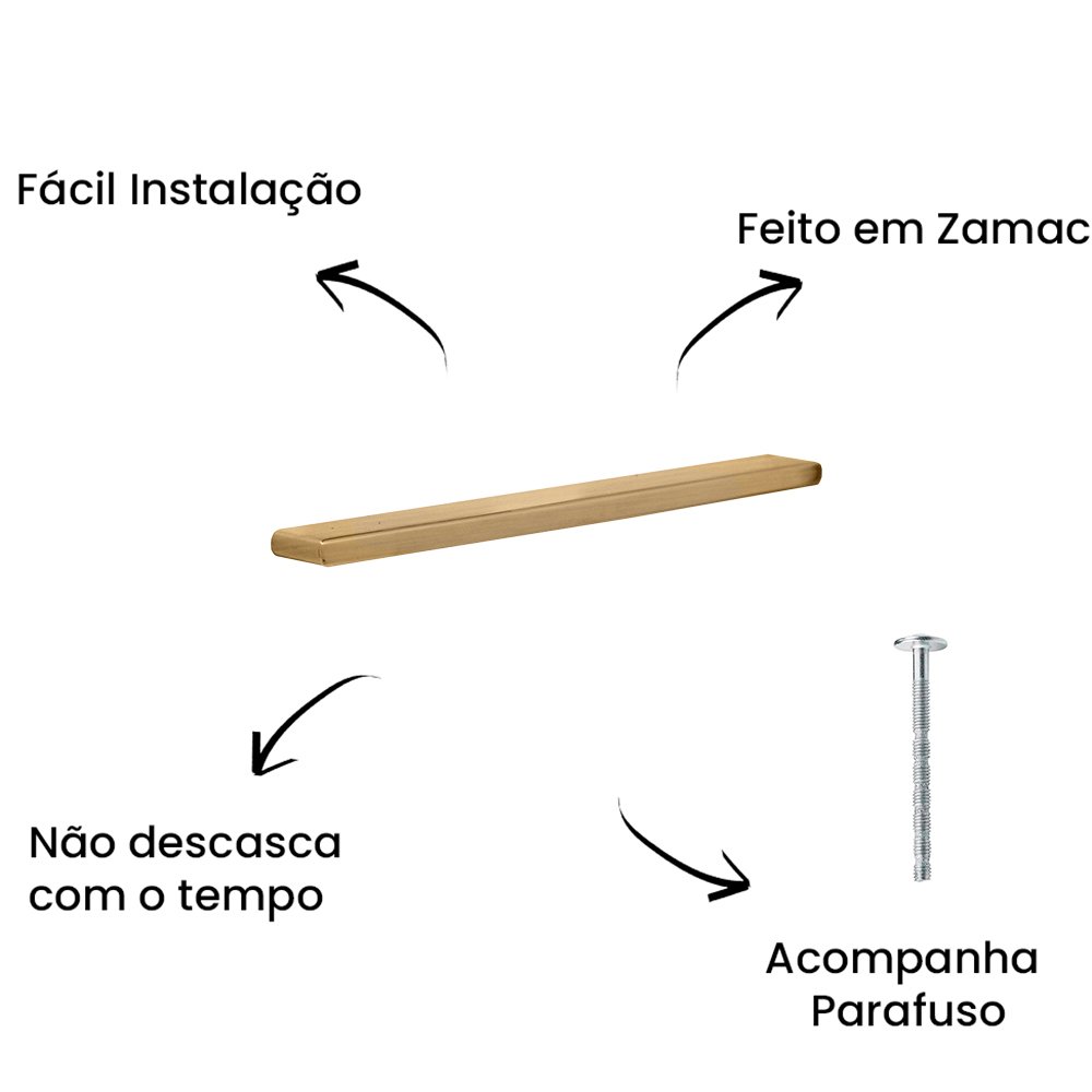 Puxador Alça Phenix 192MM Gold Escovado ZP1073 - Zen Design 192MM