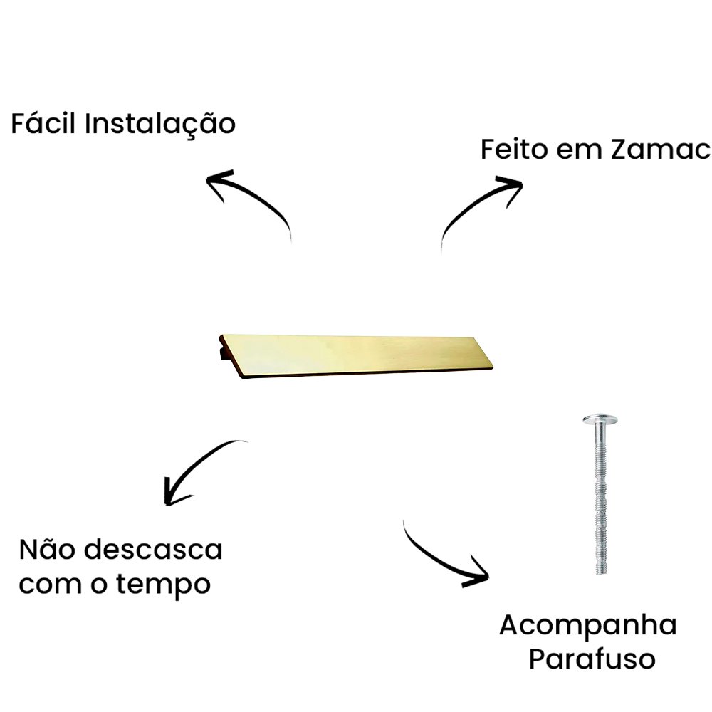 Puxador Alça Traso 128MM Gold Escovado ZP0558.128 - Zen Design 128MM