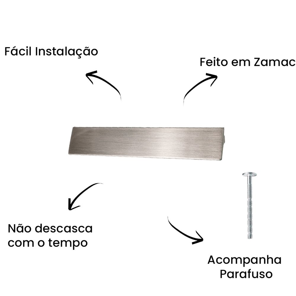 Puxador Alça Traso 128MM Níquel Escovado ZP0558.128 - Zen Design 128MM