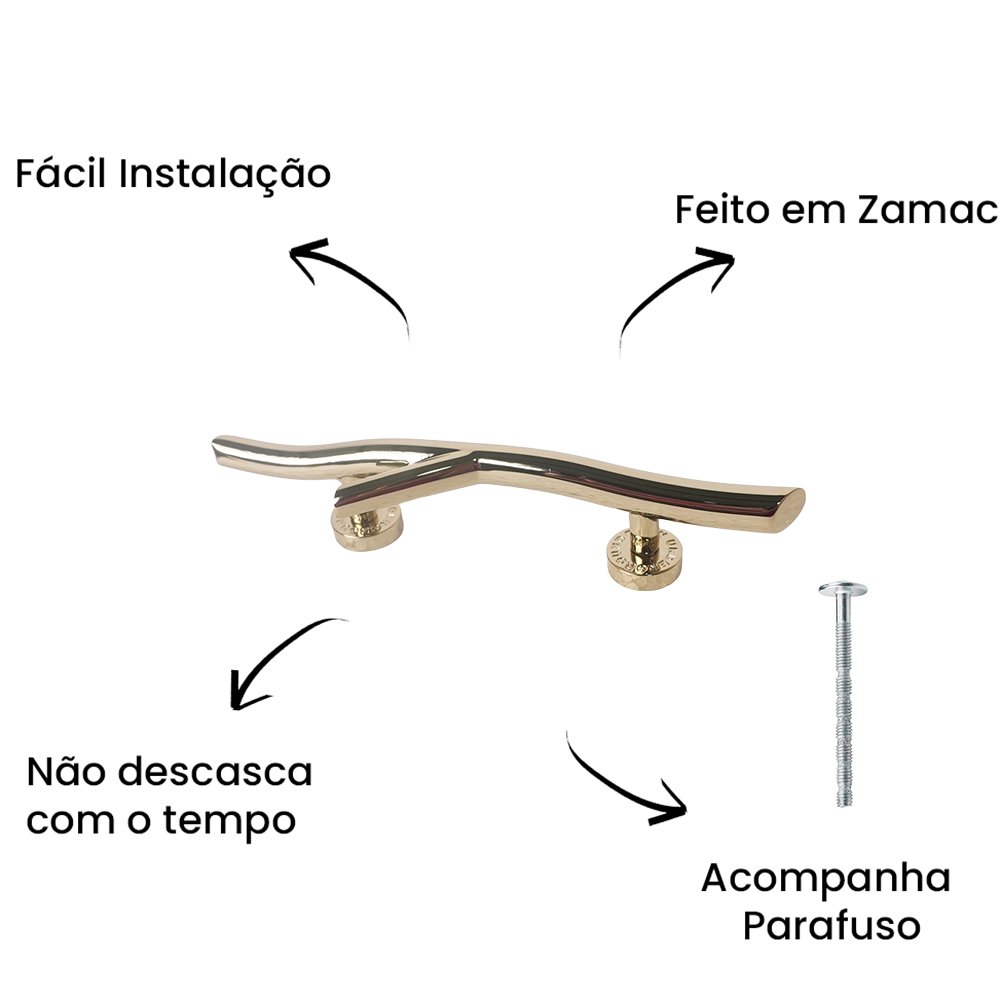 Puxador Alça Ramo 64mm Gold ZP5767 - Zen Design 64MM