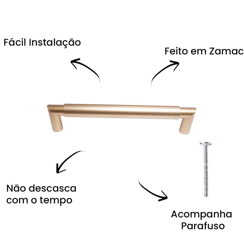 Puxador Alça Tellus 160mm Dourado Matte ZP5763.160 - Zen Design 160MM