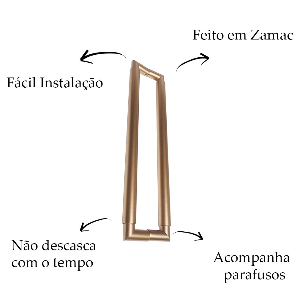 Puxador Para Portas Tellus Maior Duplo 352mm Dourado Matte ZP5764