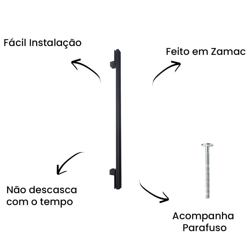 Puxador Duplo Para Portas Living 500MM Preto ZP1132 - Zen Design Único