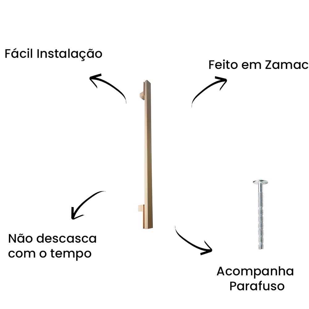 Puxador Duplo Para Portas Living 500mm Dourado Matte ZP1132 - Zen