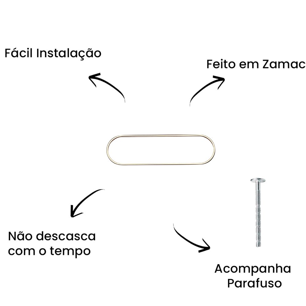 Puxador Embutir Dressa ZP5757 Dourado Matte - Zen Design PONTO
