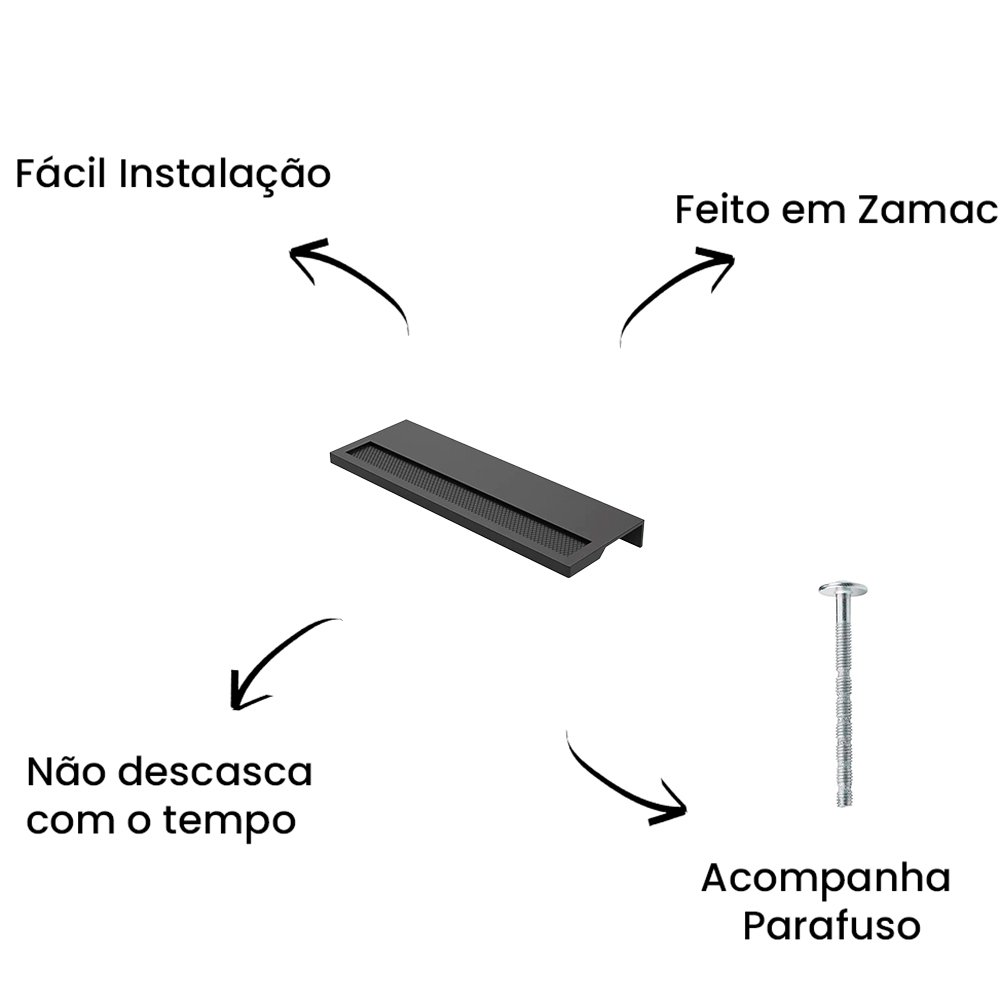 Puxador Sobrepor Citizen G Reto Preto ZP5461 - Zen Design G