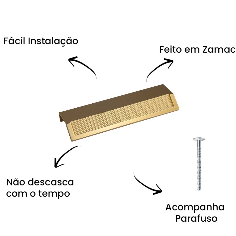 Puxador Sobrepor Citizen P 45 Graus ZP5462 Dourado Matte - Zen