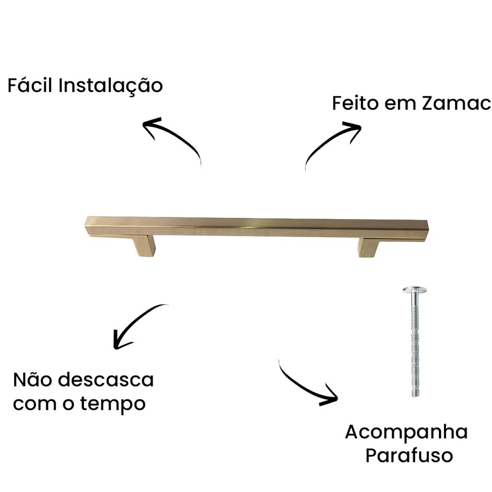 Puxador Alça Space 224MM ZP1775 Gold Escovado - Zen Design Único