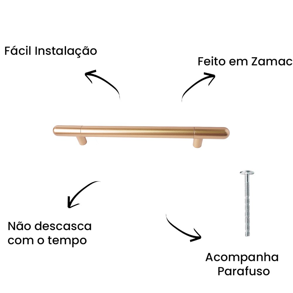 Puxador Alça Valvet 224MM ZP5779.224 Dourado Matte - Zen Design Único