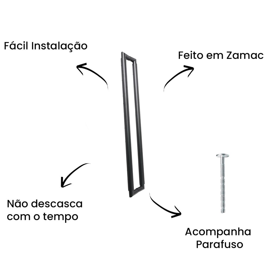 Puxador Alça Tellus Maior Duplo 544MM ZP5764.544 Preto - Zen
