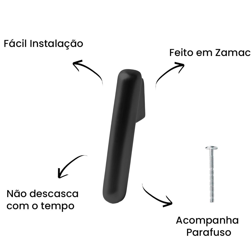 Puxador Ponto Valvet ZP5779 Preto - Zen Design Único