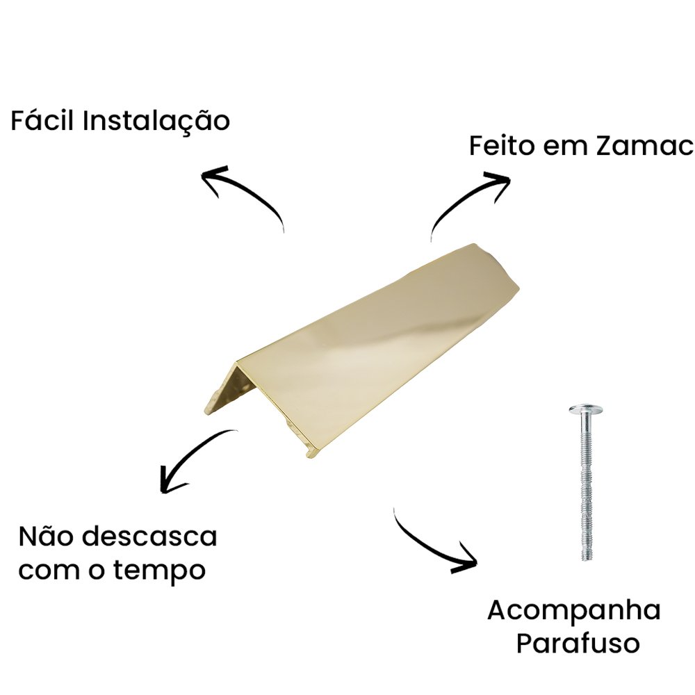 Puxador Sobrepor Sottile 160 Gold ZP1857 - Zen Design Único
